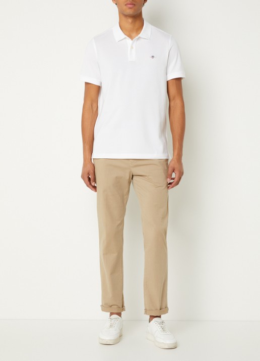 Gant Regular fit polo van piqué katoen met logo - voorkant 3 wit