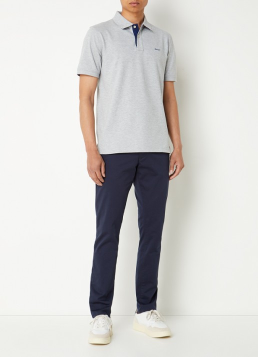 Gant Regular fit polo van piqué katoen met logoborduring - voorkant 4 lichtgrijs