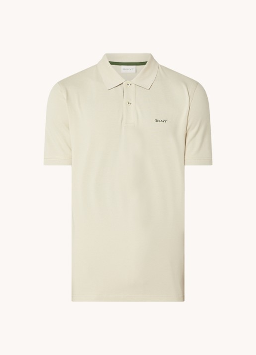 Gant Regular fit polo van piqué katoen met logoborduring - voorkant khaki