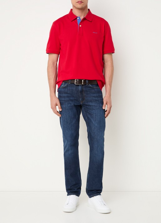 Gant Regular fit polo van piqué katoen met logoborduring - voorkant 4 rood
