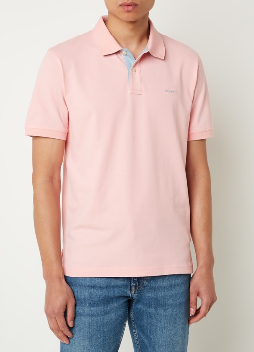 Gant Regular fit polo van piqué katoen met logoborduring - detail 3 zalmroze