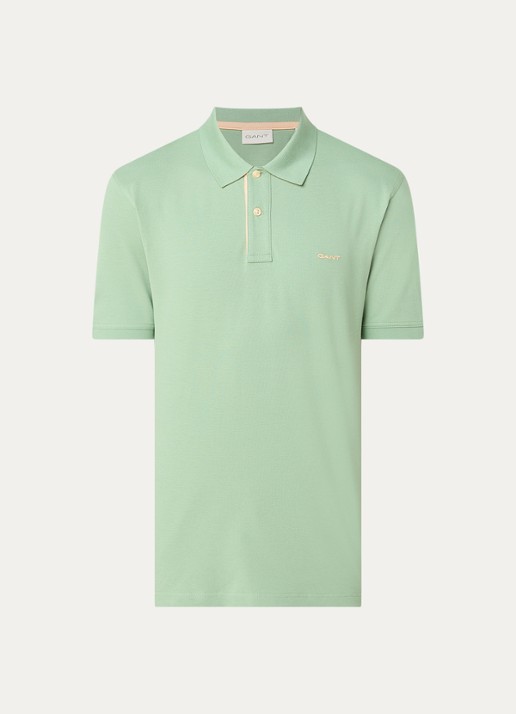 Gant Regular fit polo van piqué katoen met logoborduring - voorkant 3 lichtgroen