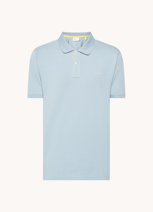 Gant Regular fit polo van piqué katoen met logoborduring - voorkant 2 blauwgrijs