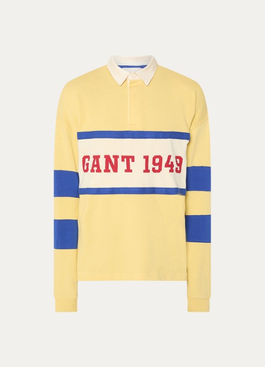 Gant Rugger regular fit polo met logo - voorkant 3 okergeel