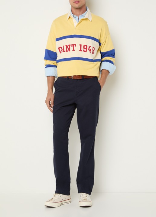 Gant Rugger regular fit polo met logo - voorkant 4 okergeel