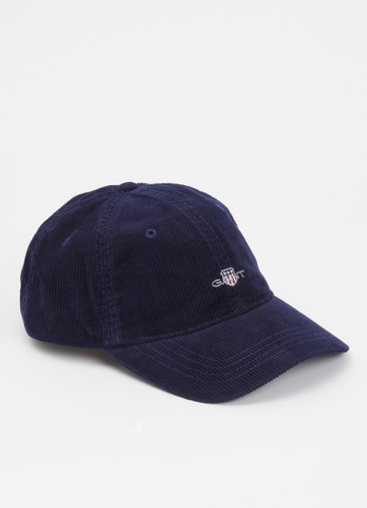 Gant Shield pet met  van corduroy met logoborduring - voorkant 2 donkerblauw