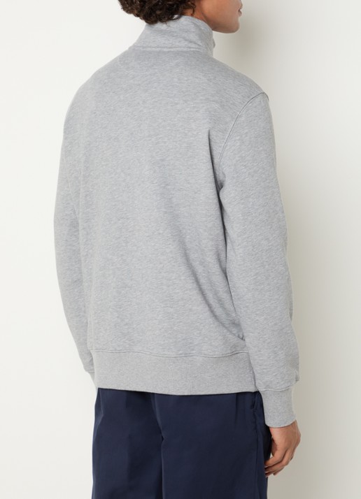 Gant Shield sweater met halve rits en logo - achterkant middengrijs