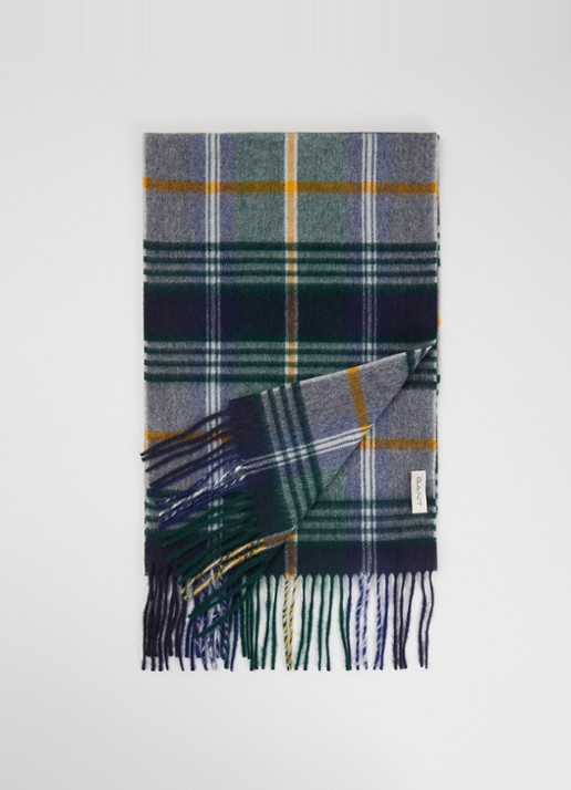 Gant Sjaal van merino wol met ruitdessin 180 x 30 cm - voorkant donkerblauw