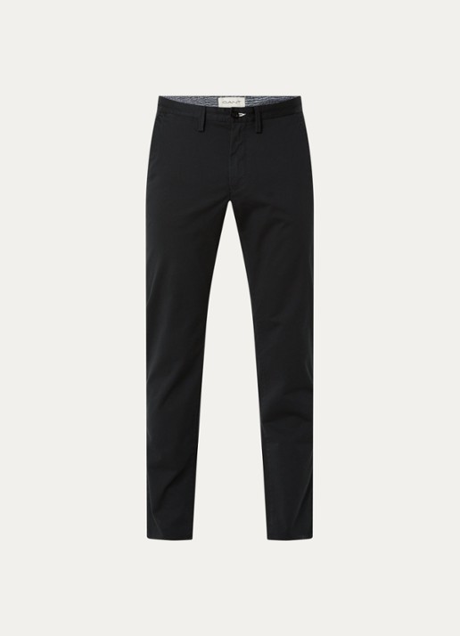 Gant Slim fit chino in  katoenblend met steekzakken - voorkant 4 zwart