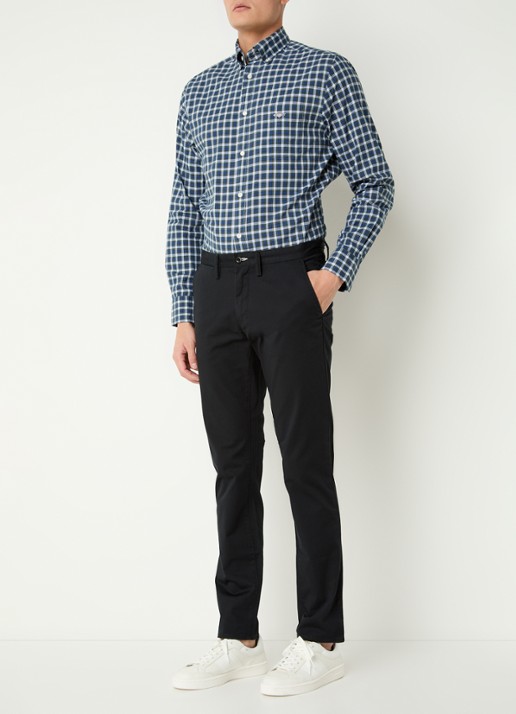 Gant Slim fit chino in  katoenblend met steekzakken - voorkant 5 zwart