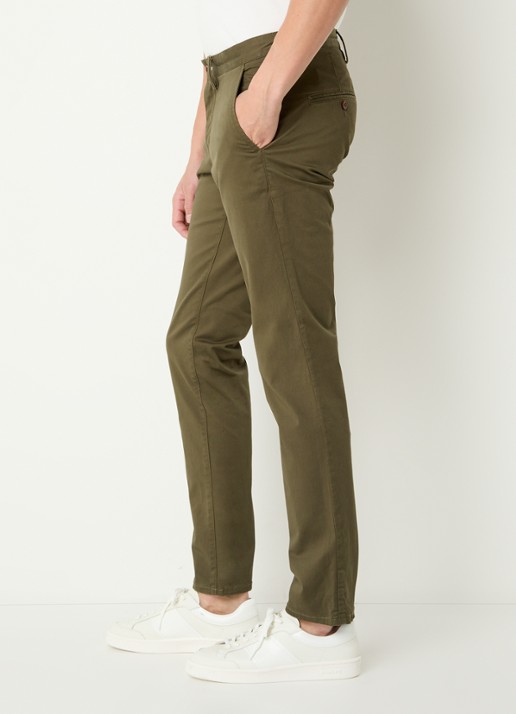 Gant Slim fit chino in  katoenblend met steekzakken - detail 3 mosgroen