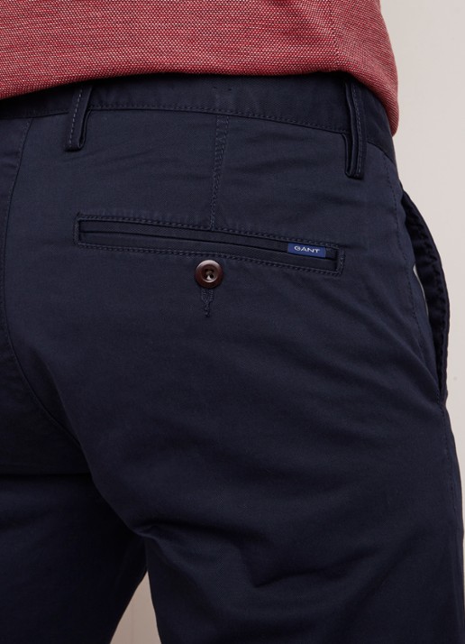 Gant Slim fit chino van katoen - detail 3 donkerblauw