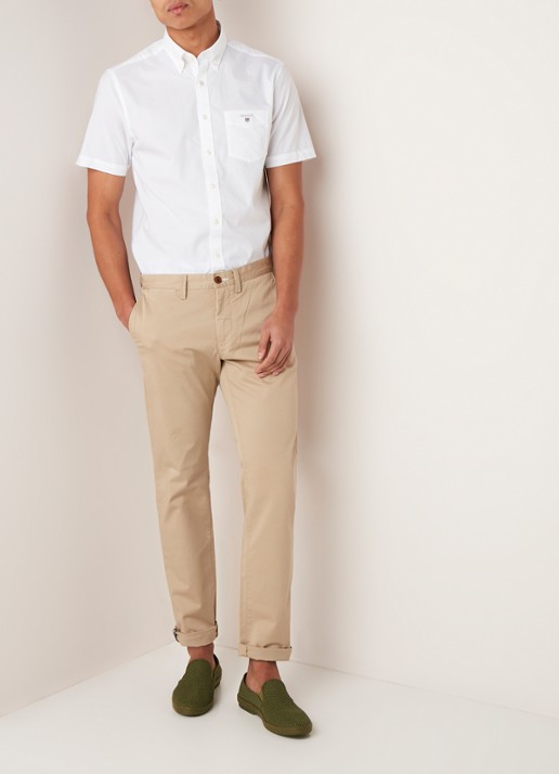 Gant Slim fit chino van katoen - voorkant 4 beige