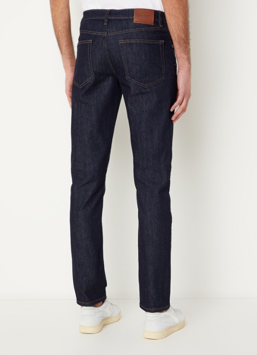 Gant Slim fit jeans met donkere wassing - achterkant 5 indigo