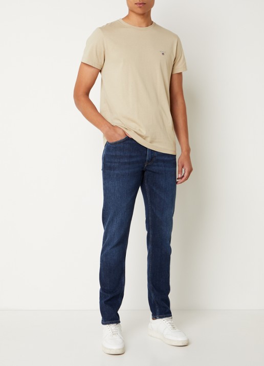 Gant Slim fit jeans met steekzakken - voorkant 2 donkerblauw