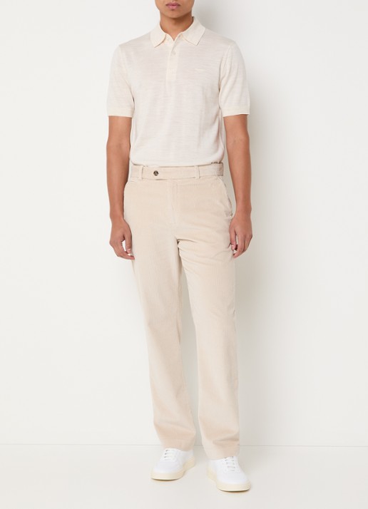 Gant Straight fit broek van corduroy met steekzakken - voorkant 5 creme