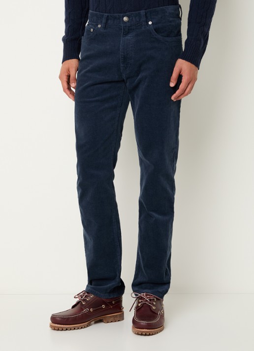 Gant Straight fit chino van corduroy  - detail 2 donkerblauw