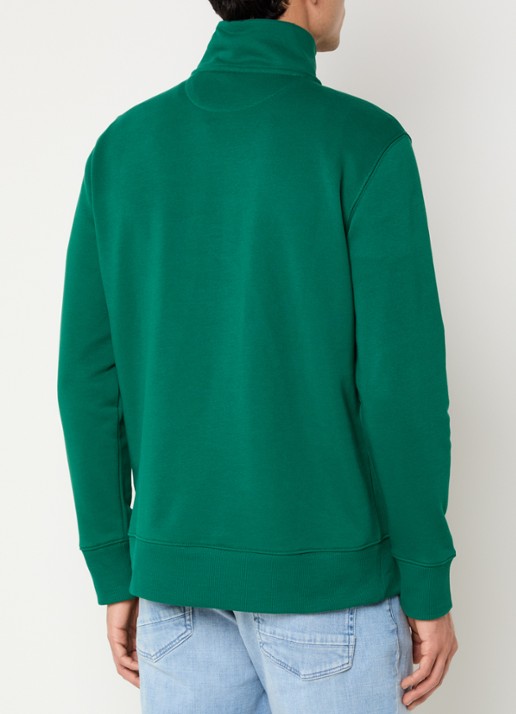 Gant Sweater met halve rits en logoborduring - achterkant groen