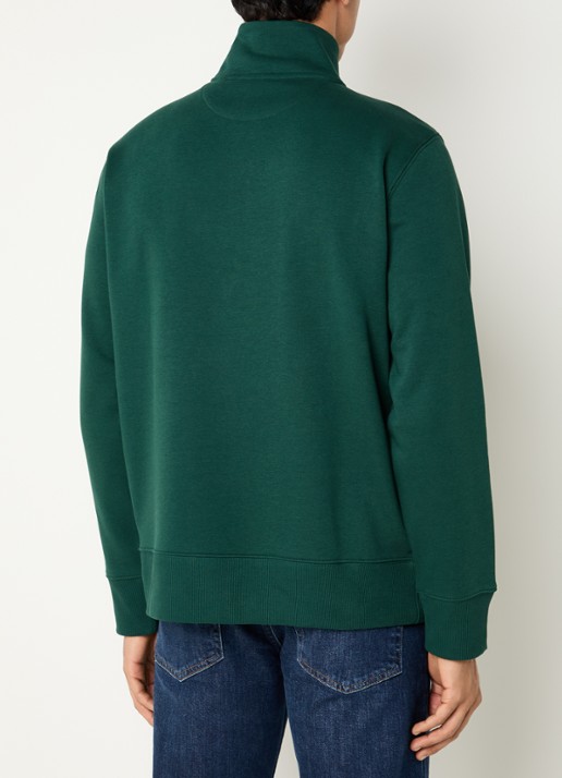 Gant Sweater met halve rits en logoborduring - achterkant 3 legergroen