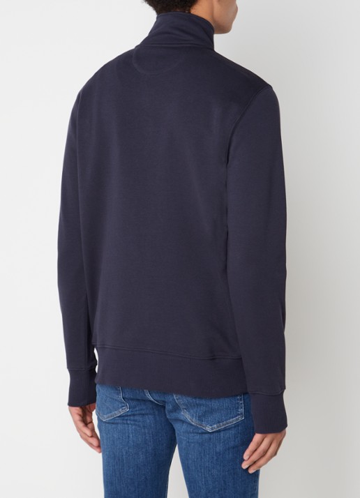 Gant Sweater met halve rits en logoborduring - achterkant 4 donkerblauw