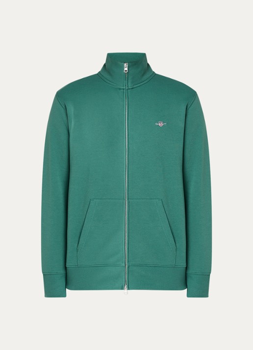 Gant Sweatvest met logo - voorkant 2 groen