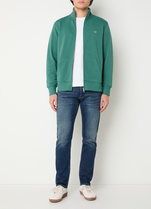 Gant Sweatvest met logo - voorkant 3 groen