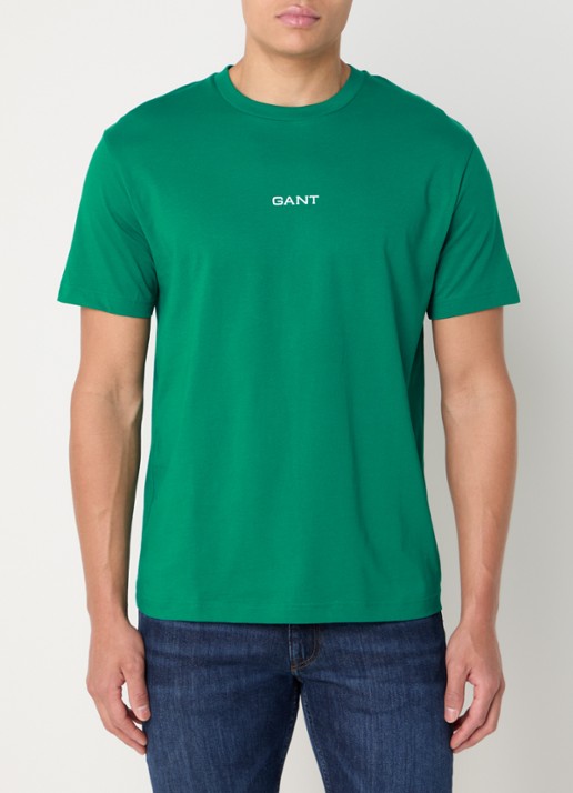 Gant T-shirt met logo - detail 3 groen