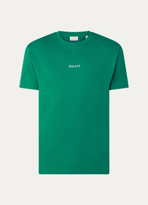 Gant T-shirt met logo - voorkant groen