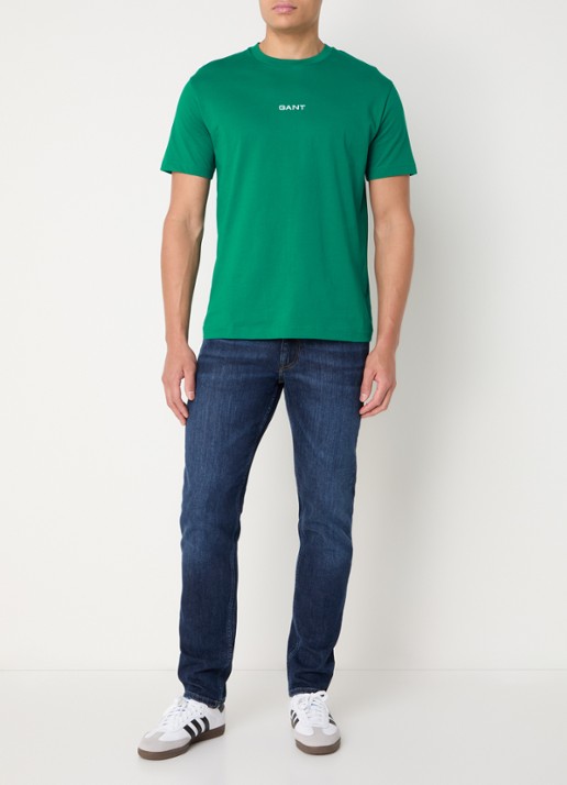 Gant T-shirt met logo - voorkant 2 groen