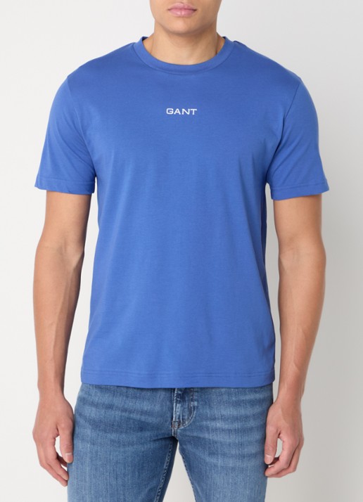 Gant T-shirt met logo - detail 3 blauw