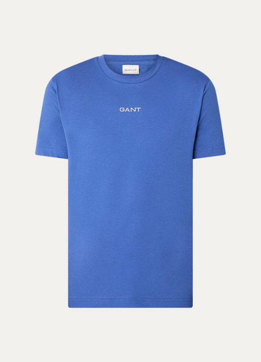 Gant T-shirt met logo - voorkant blauw