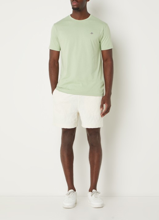 Gant T-shirt met logoborduring - voorkant 2 lindegroen