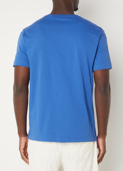Gant T-shirt met logoborduring - achterkant 3 kobaltblauw