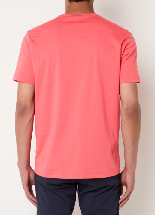 Gant T-shirt met logoborduring - achterkant koraalrood