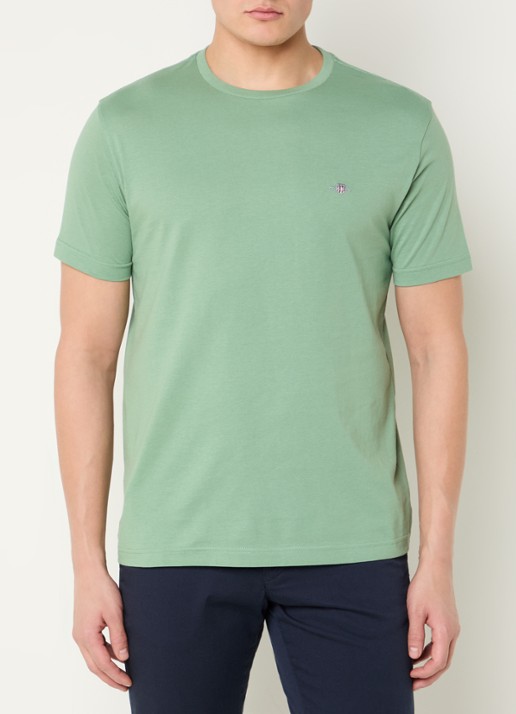 Gant T-shirt met logoborduring - detail 4 lichtgroen