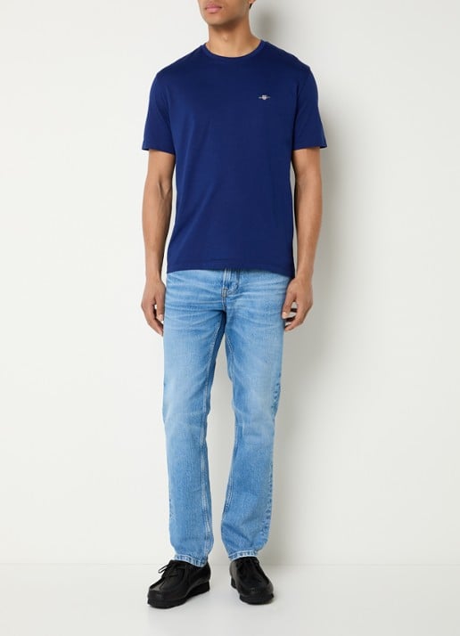 Gant T-shirt met logoborduring - voorkant 4 jeans
