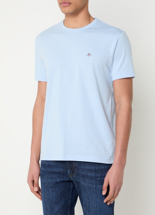 Gant T-shirt met logoborduring - detail 2 lichtblauw