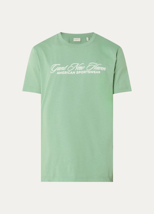 Gant T-shirt met print - voorkant lichtgroen