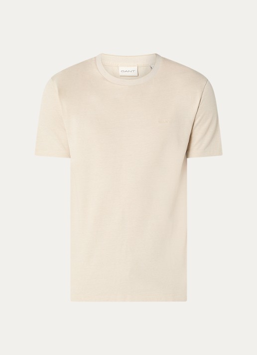 Gant T-shirt met structuur - voorkant 3 beige