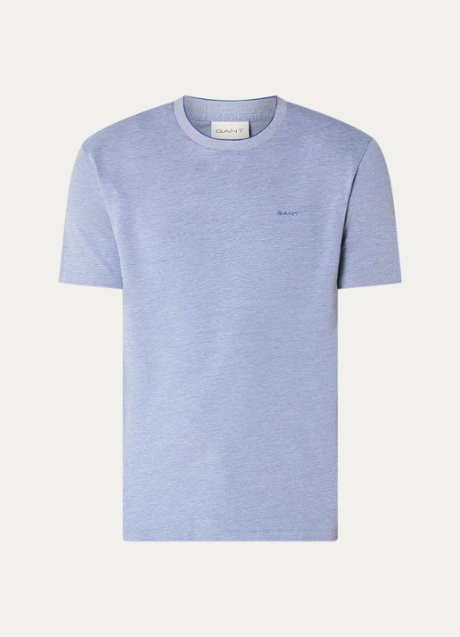 Gant T-shirt met structuur - voorkant 2 royalblauw