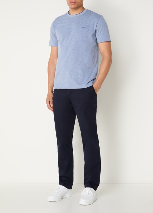 Gant T-shirt met structuur - voorkant 3 royalblauw