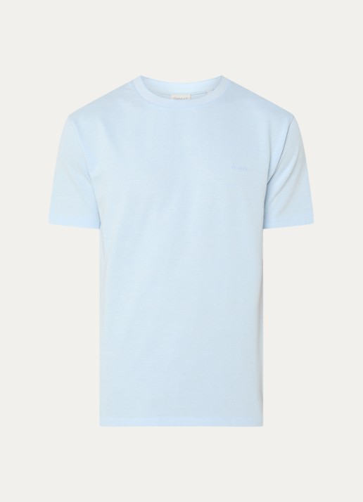 Gant T-shirt met structuur - voorkant lichtblauw