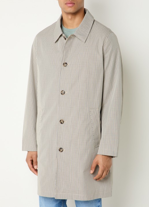 Gant Trenchcoat met ruitdessin en steekzakken