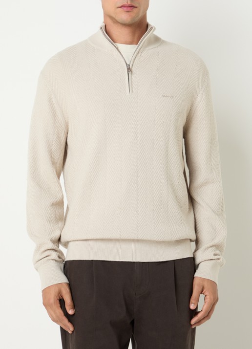Gant Trui met logo en halve rits