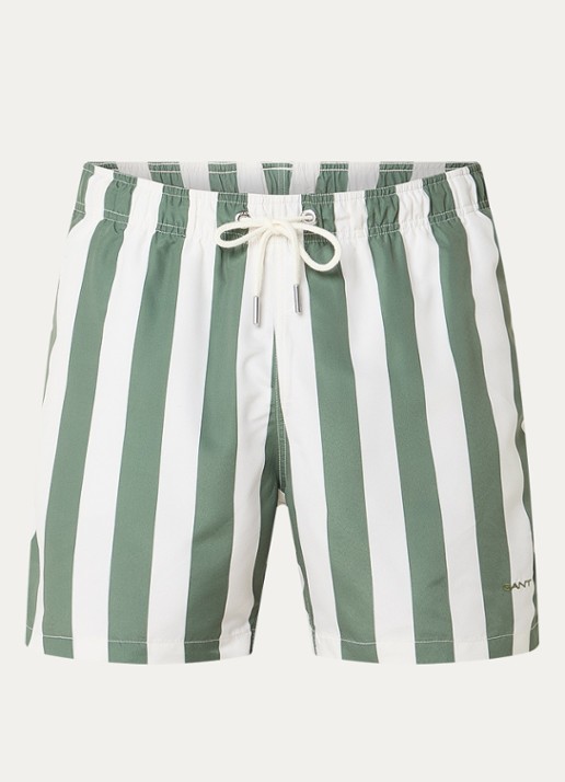 Gant Zwemshorts met streepprint en steekzakken - voorkant groen