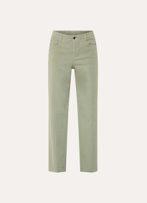 Gardeur Feliza mid waist loose fit jeans met gekleurde wassing - voorkant khaki