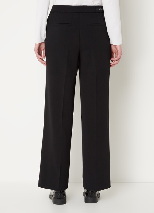 Gardeur Franca mid waist wide fit pantalon met persplooi - achterkant zwart