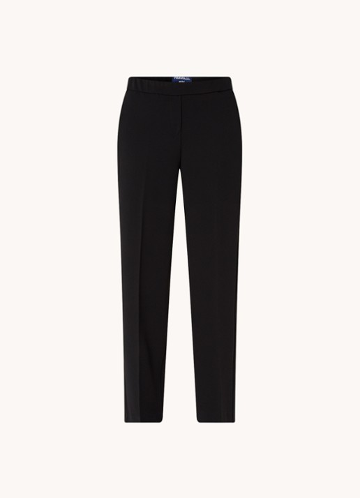 Gardeur Franca mid waist wide fit pantalon met persplooi - voorkant 3 zwart