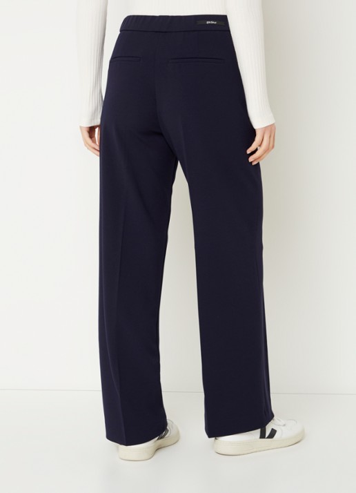 Gardeur Franca mid waist wide fit pantalon met persplooi - achterkant donkerblauw