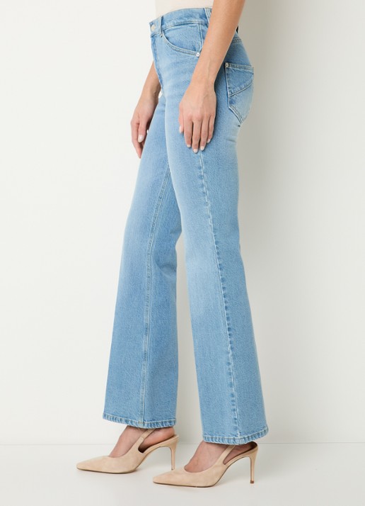 Gardeur High waist flared jeans met lichte wassing - detail 2 indigo